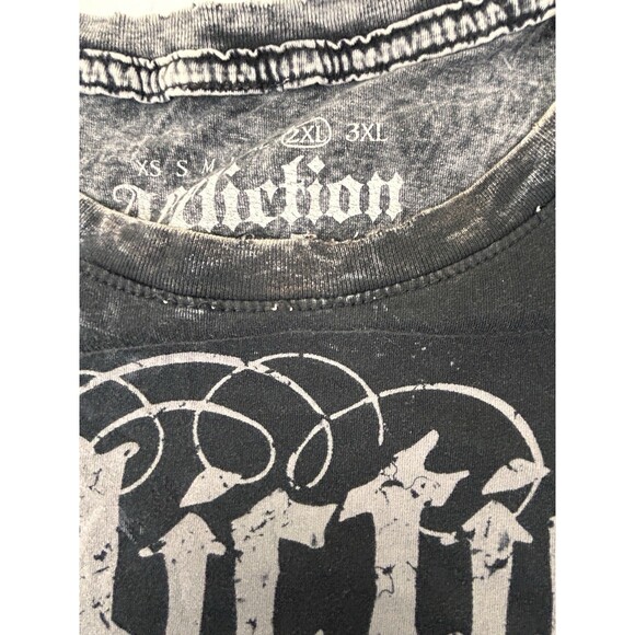 Affliction Black Distressed 2XL XXL T-Shirt Live Fast Series Dead Or Alive - Picture 11 of 13